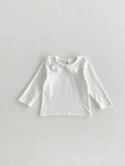 Korejas stila bērnu pavasara tops — vienkrāsains kokvilnas T-krekls maziem bērniem, mīksts un ērts t-krekls ar garām piedurknēm meitenēm