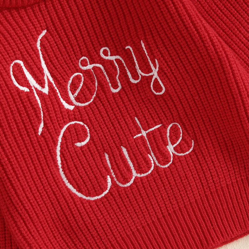 Tipegő fiúk lányok karácsonyi pulóverek betűvel hímzett hosszú ujjú kerek nyakú bordázott kötött pulóver felsők