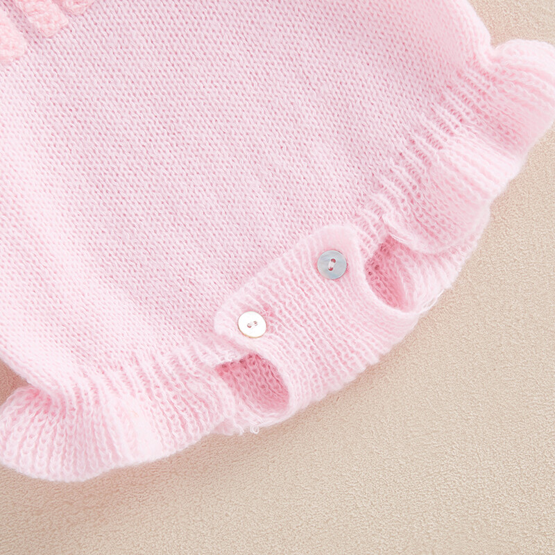 Jaundzimušā meitene trikotāžas džemperis, volāns ar garām piedurknēm ar O veida kakla burtu izšuvumu vienkrāsains džemperis