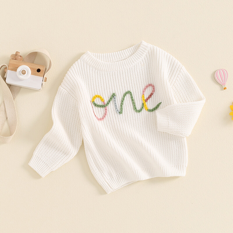Zēnu zēnu meiteņu dzimšanas dienas džemperis ar burtu izšuvumu ar garām piedurknēm, trikotāžas džemperi rudens ziemai