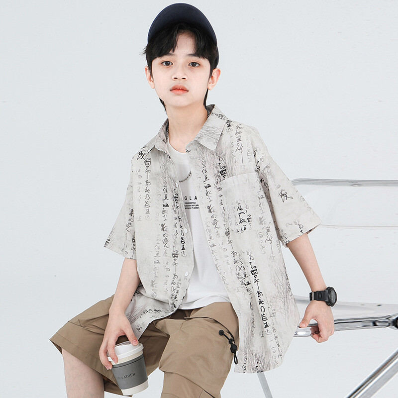 Bērnu krekls ar īsām piedurknēm 2024. gada bērnu vasaras krekls zēniem CUHK bērnu zēnu mētelis bērniem