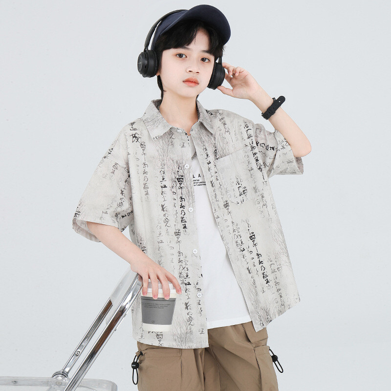 Bērnu krekls ar īsām piedurknēm 2024. gada bērnu vasaras krekls zēniem CUHK bērnu zēnu mētelis bērniem