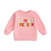 Kisgyermek lányok pulóverek szív betűvel hímzett hosszú ujjú gyerek pulóverek Valentin-napi ruhák tavaszi felsők