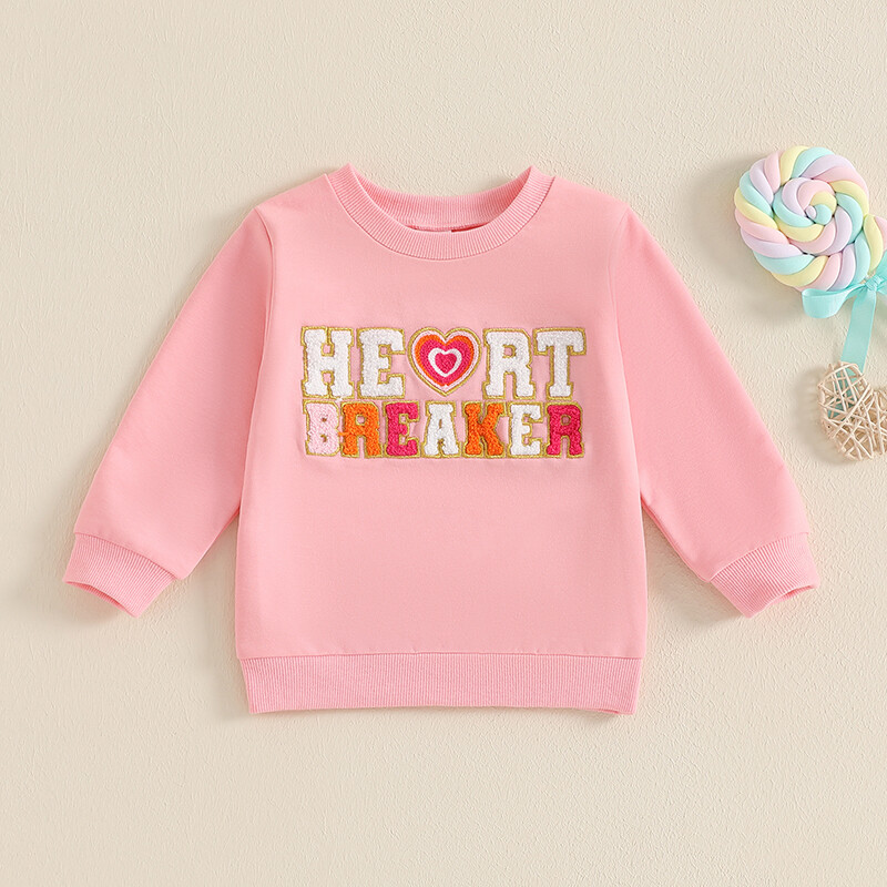 Kisgyermek lányok pulóverek szív betűvel hímzett hosszú ujjú gyerek pulóverek Valentin-napi ruhák tavaszi felsők