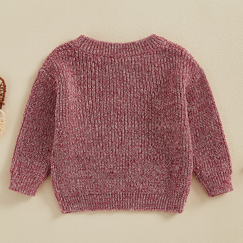 Csecsemő baba lány fiúknak Valentin-napi pulóver, hosszú ujjú, nyakú betűk hímzés ősz tél meleg kötött pulóver felsők