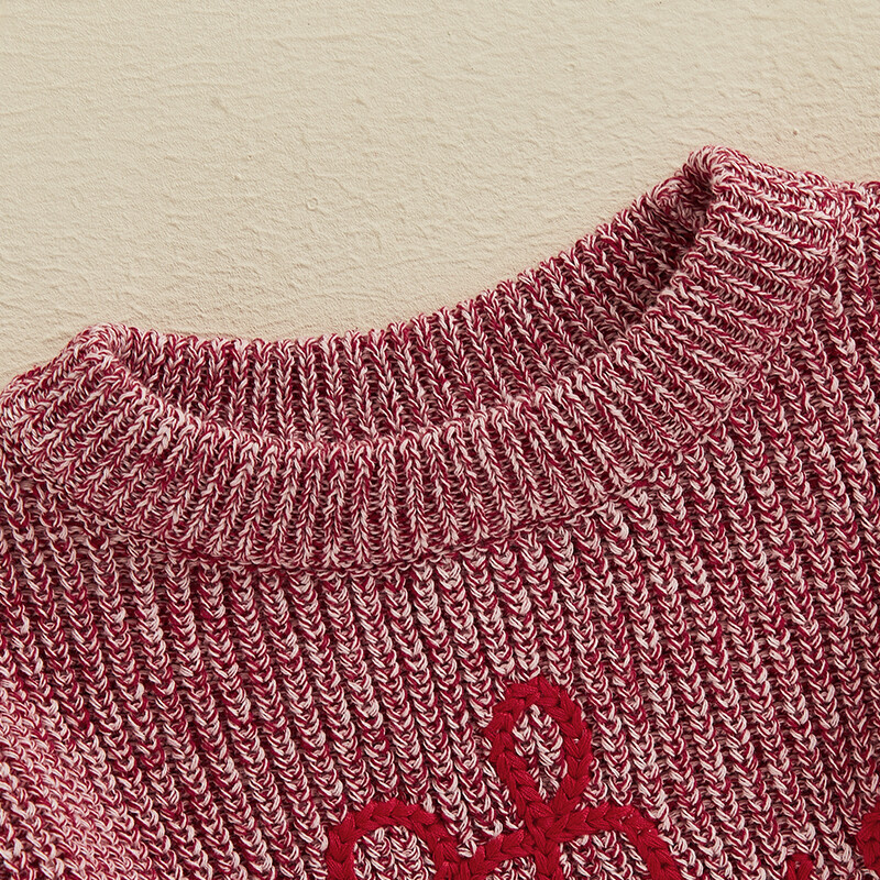 Csecsemő baba lány fiúknak Valentin-napi pulóver, hosszú ujjú, nyakú betűk hímzés ősz tél meleg kötött pulóver felsők