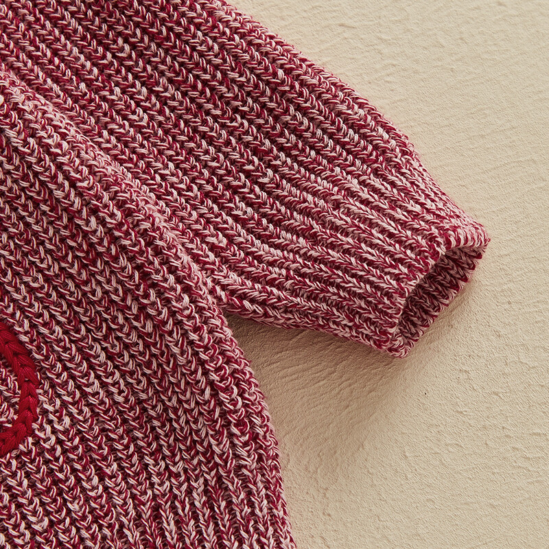 Csecsemő baba lány fiúknak Valentin-napi pulóver, hosszú ujjú, nyakú betűk hímzés ősz tél meleg kötött pulóver felsők