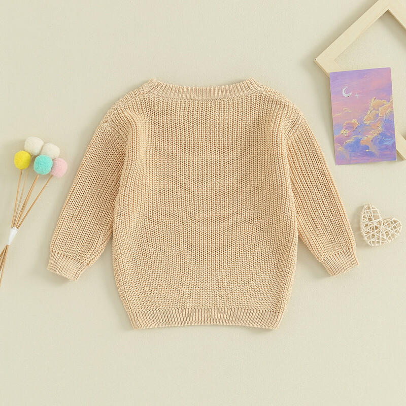 Kislány karácsonyi pulóverek aranyos hosszú ujjú betűs hímzés kötött pulóver csecsemő felsők