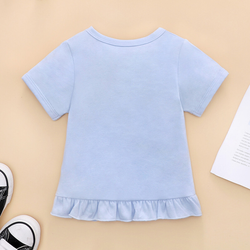 Toddler Girls T-krekls ar īsām piedurknēm Dragon Fly Jersey T-krekls jauks gaiši zils vasaras bērnu apģērbs