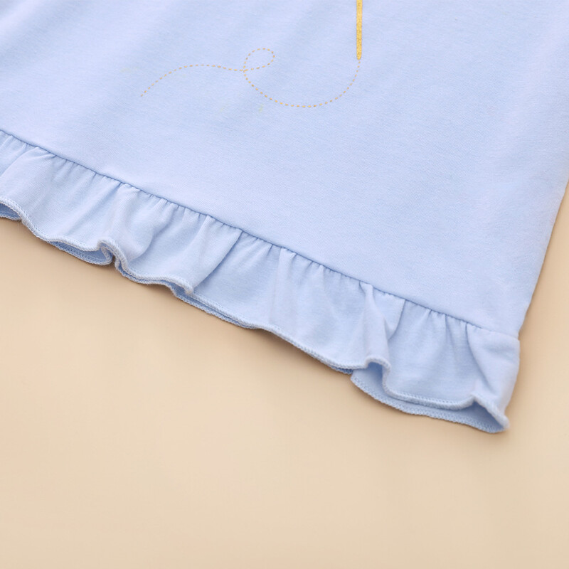 Toddler Girls T-krekls ar īsām piedurknēm Dragon Fly Jersey T-krekls jauks gaiši zils vasaras bērnu apģērbs