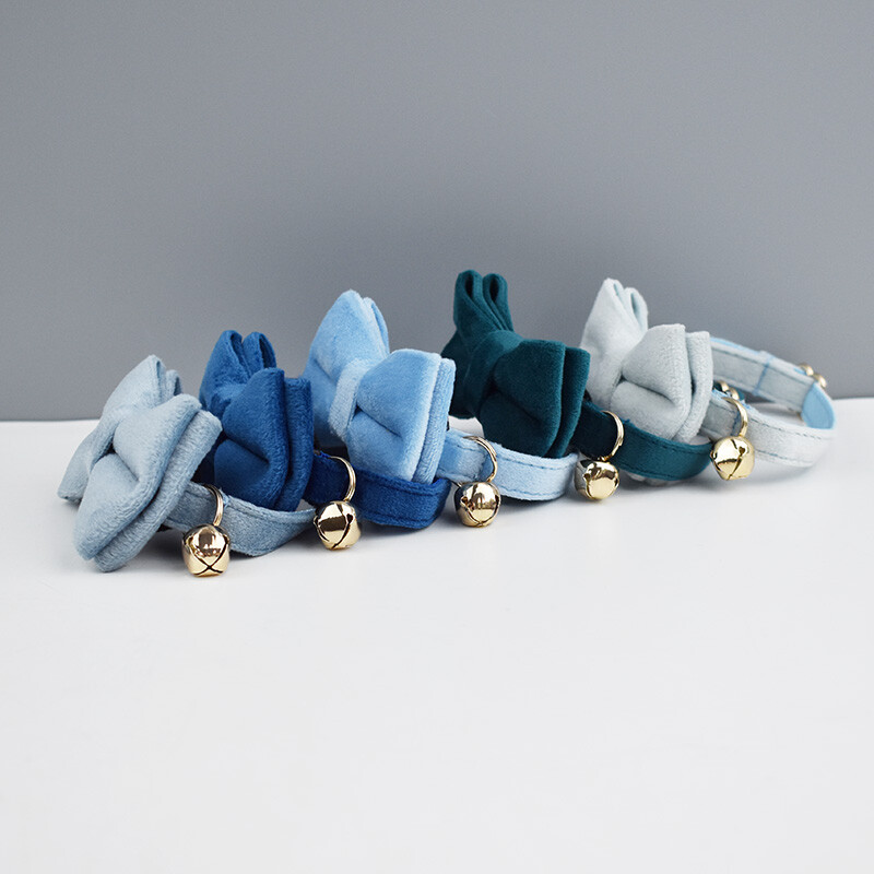 Сладка котешка яка Кадифена яка Котешка яка с панделка и регулируема предпазна катарама Котки Папийонка Домашни любимци