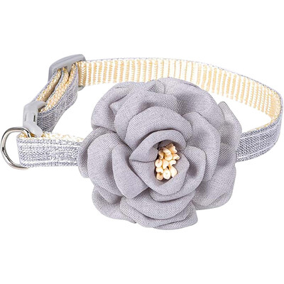 Нашийник за котка с цвете Регулируема катарама Нашийник с камелия за домашни любимци За малки котки Кучета Сладко коте Пръстен за врата Колие Стоки за домашни любимци