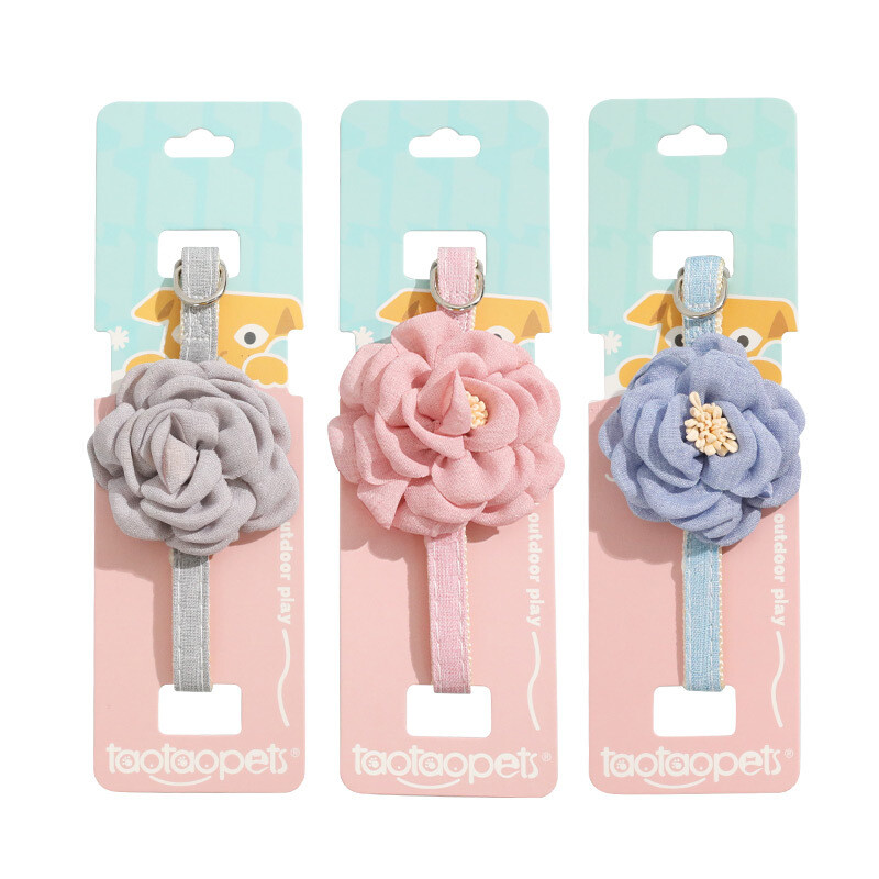 Нашийник за котка с цвете Регулируема катарама Нашийник с камелия за домашни любимци За малки котки Кучета Сладко коте Пръстен за врата Колие Стоки за домашни любимци