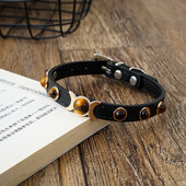 Mīkstas ādas kaķu apkakles modes tīģera acu dekorēšana kucēna kakla siksna kaķēna kaklarota Aksesuāri Kaķu piederumi XS/S/M Chihuahua