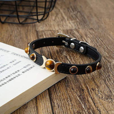 Mīkstas ādas kaķu apkakles modes tīģera acu dekorēšana kucēna kakla siksna kaķēna kaklarota Aksesuāri Kaķu piederumi XS/S/M Chihuahua