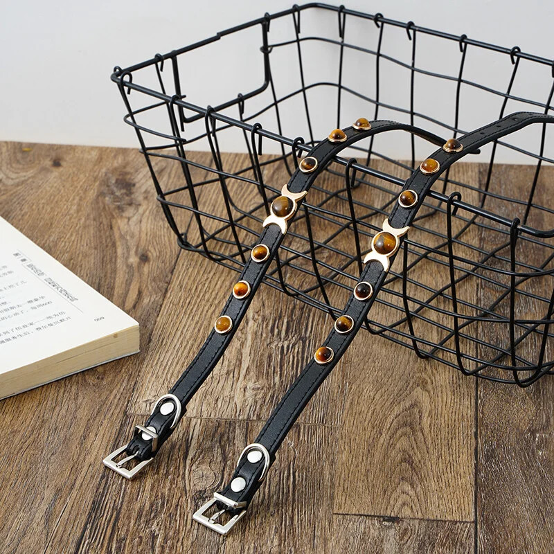 Mīkstas ādas kaķu apkakles modes tīģera acu dekorēšana kucēna kakla siksna kaķēna kaklarota Aksesuāri Kaķu piederumi XS/S/M Chihuahua