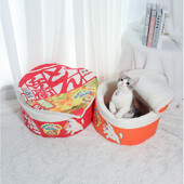 Nūdeles formas, ar vilnas oderi izklāta mājdzīvnieku gulta, silta, elpojoša, noņemama apaļa kaķu ligzdas pārsegs Four Seasons universālā suņu audzētava