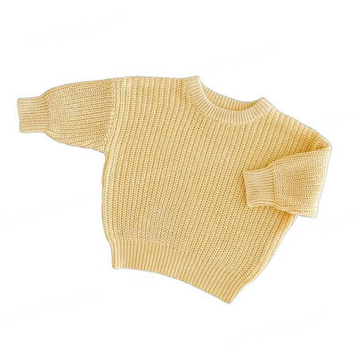 Egyszínű kötött pulóver gyerekeknek őszi téli ruhák pulóver hosszú ujjú 100% pamut természetes édes baba pulóver