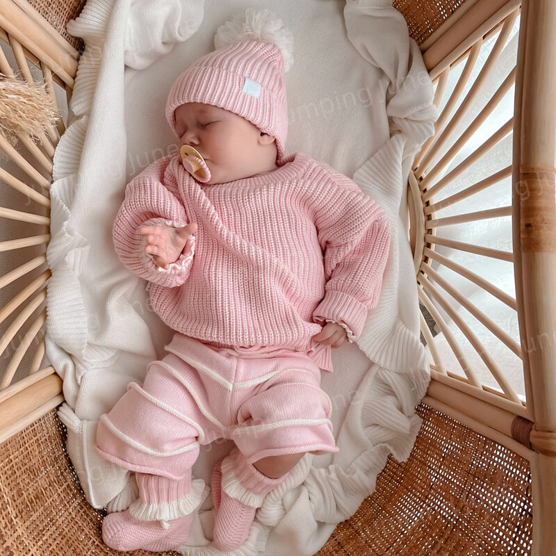 Egyszínű kötött pulóver gyerekeknek őszi téli ruhák pulóver hosszú ujjú 100% pamut természetes édes baba pulóver