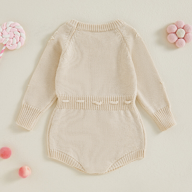 Blotona jaundzimušo meitenes trikotāžas džemperis ar garām piedurknēm apaļu kakla izgriezumu ar ziedu izšuvumu bodijs zīdaiņa rudens apģērbs