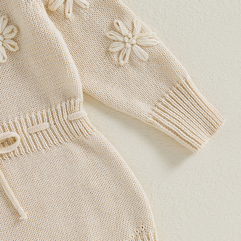 Blotona jaundzimušo meitenes trikotāžas džemperis ar garām piedurknēm apaļu kakla izgriezumu ar ziedu izšuvumu bodijs zīdaiņa rudens apģērbs