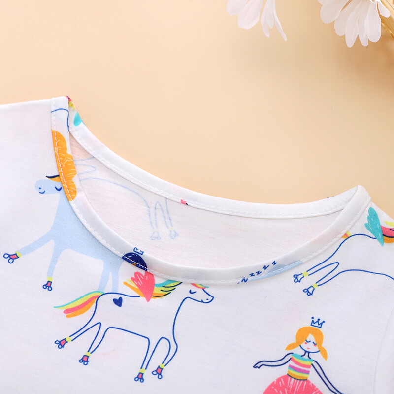 Pizsama baba lányok hercegnő egyszarvú szivárvány nyomott csecsemő gyermek gyermek rövid ujjú ing és hosszú nadrág