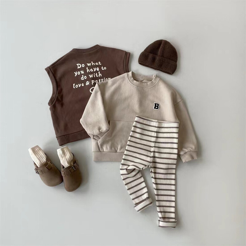 Toddler Boy Casual Letter Φούτερ Φθινοπωρινά απλά χαλαρά άνετα βαμβακερά πουλόβερ με κέντημα με τσέπη Παιδικά μπλουζάκια με όλα τα ταιριαστά