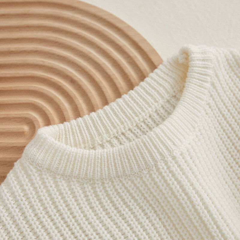 VISgogo 0-3 ετών Νεογέννητο πουλόβερ κοριτσάκι Χαριτωμένο βολάν μακρυμάνικο μονόχρωμο πλεκτό πουλόβερ νήπιο Φθινόπωρο Χειμώνας Φαρδιά μπλουζάκια