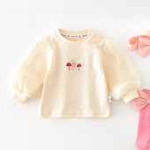 Μακρυμάνικο μπλουζάκια για κοριτσάκια για την άνοιξη του 2025 Χαριτωμένα κινούμενα σχέδια, κουνέλι, μανιτάρι, νήπιο πουκάμισο πουκάμισο για βρέφη, καθημερινά μπλουζάκια