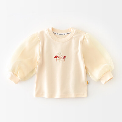 Μακρυμάνικο μπλουζάκια για κοριτσάκια για την άνοιξη του 2025 Χαριτωμένα κινούμενα σχέδια, κουνέλι, μανιτάρι, νήπιο πουκάμισο πουκάμισο για βρέφη, καθημερινά μπλουζάκια