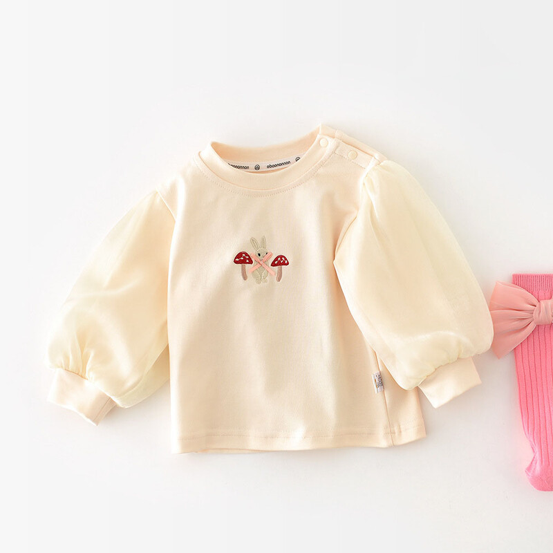 Μακρυμάνικο μπλουζάκια για κοριτσάκια για την άνοιξη του 2025 Χαριτωμένα κινούμενα σχέδια, κουνέλι, μανιτάρι, νήπιο πουκάμισο πουκάμισο για βρέφη, καθημερινά μπλουζάκια