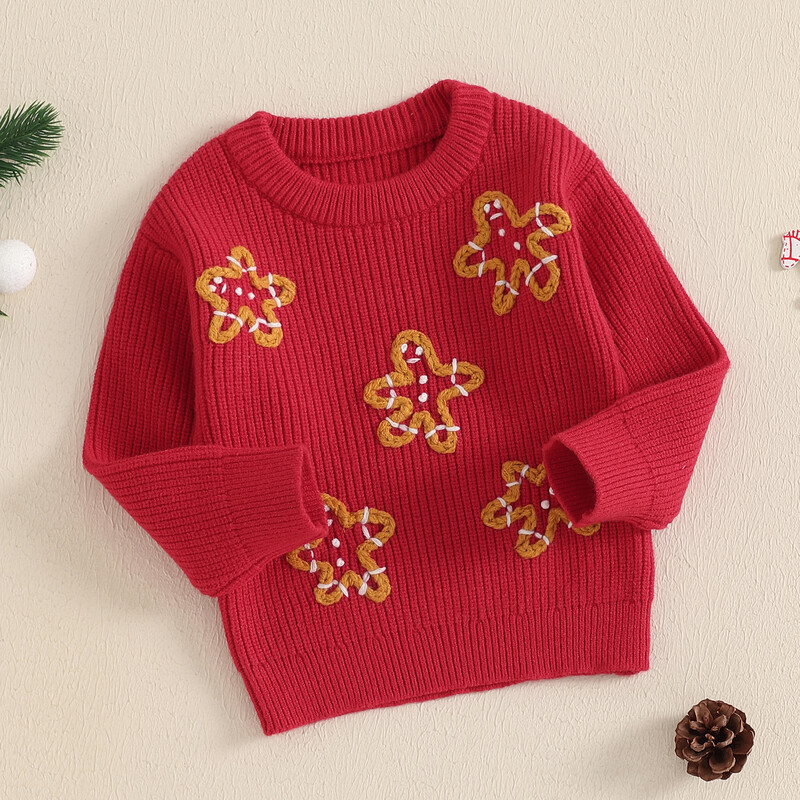 0–3 gadus veci zīdaiņu Ziemassvētku džemperi, mīļi garām piedurknēm ar izgriezuma kakla izgriezumu Stars, silti, trikotāžas džemperi Ziemas topi zēniem, meitenēm