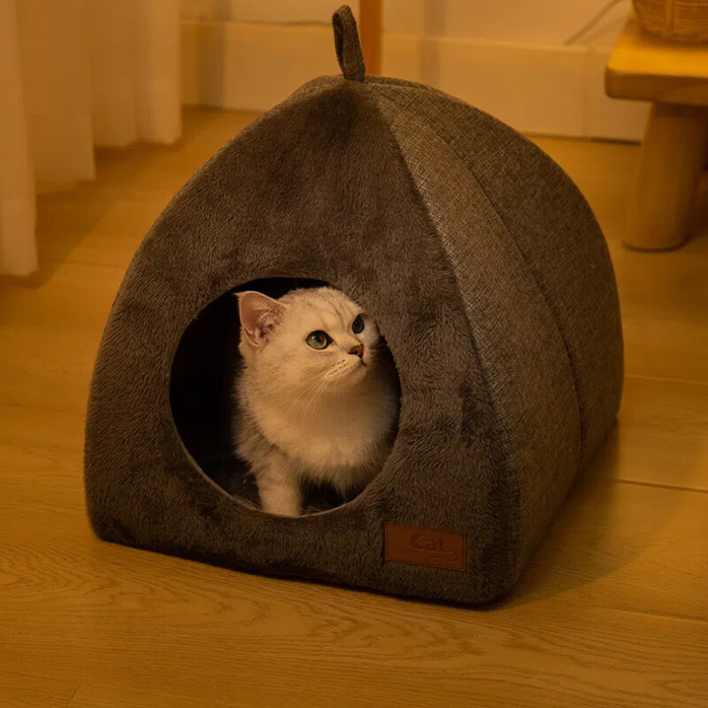 Jauna trīsstūra kaķu ligzda Slēgta kaķu māja mājdzīvnieku ligzda Silta un sabiezināta dziļa miega suņu ligzda Mājdzīvnieku piederumi kaķu piederumi