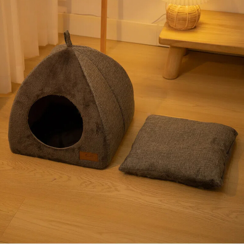 Jauna trīsstūra kaķu ligzda Slēgta kaķu māja mājdzīvnieku ligzda Silta un sabiezināta dziļa miega suņu ligzda Mājdzīvnieku piederumi kaķu piederumi