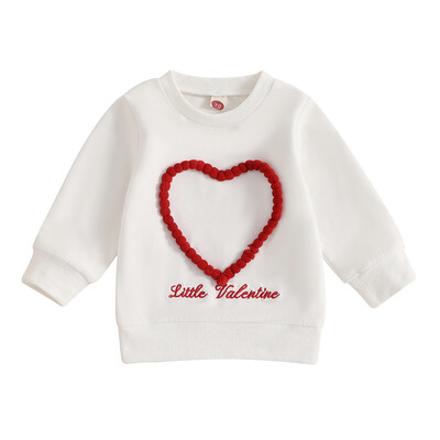 Tipegő baba fiú lány lány Valentin-napi pulóver őszi aranyos szív betűvel hímzett hosszú ujjú pulóver alkalmi felsők 0-4 éves korig