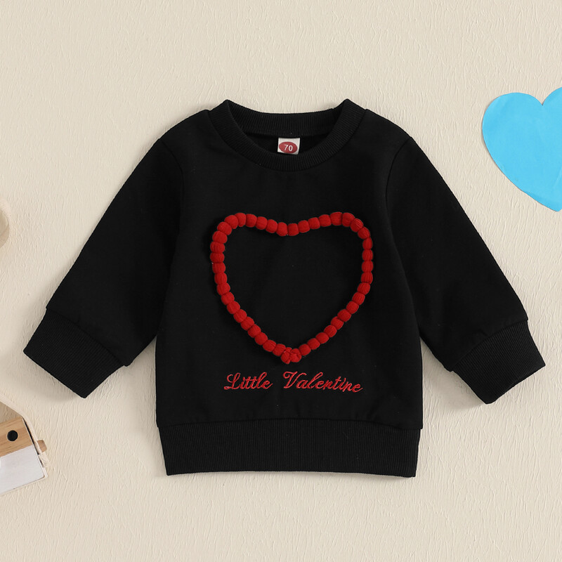 Tipegő baba fiú lány lány Valentin-napi pulóver őszi aranyos szív betűvel hímzett hosszú ujjú pulóver alkalmi felsők 0-4 éves korig