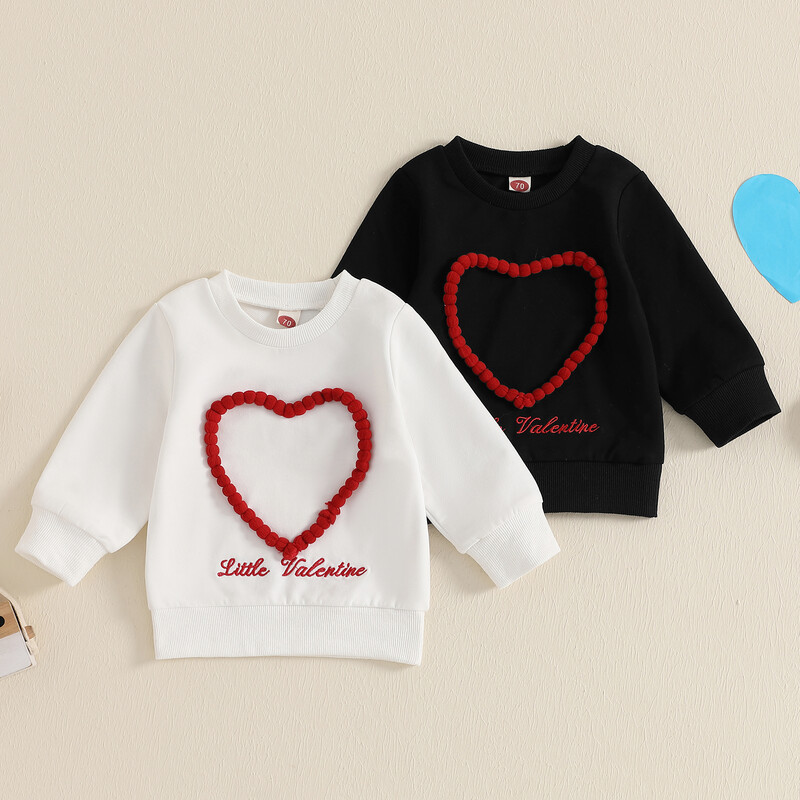 Tipegő baba fiú lány lány Valentin-napi pulóver őszi aranyos szív betűvel hímzett hosszú ujjú pulóver alkalmi felsők 0-4 éves korig