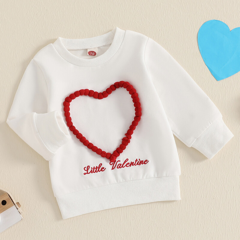 Tipegő baba fiú lány lány Valentin-napi pulóver őszi aranyos szív betűvel hímzett hosszú ujjú pulóver alkalmi felsők 0-4 éves korig