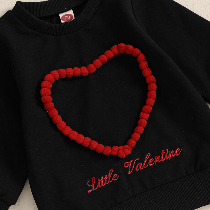 Tipegő baba fiú lány lány Valentin-napi pulóver őszi aranyos szív betűvel hímzett hosszú ujjú pulóver alkalmi felsők 0-4 éves korig