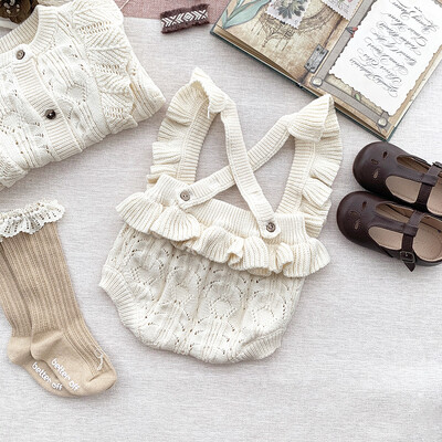 Kábelkötött baba kardigán kétirányú függőnadrág, virágzó csecsemő tipegő pulóver, vintage ruhák