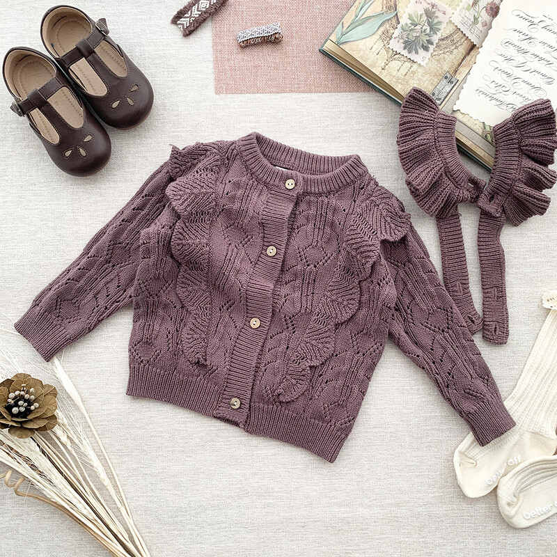 Kábelkötött baba kardigán kétirányú függőnadrág, virágzó csecsemő tipegő pulóver, vintage ruhák