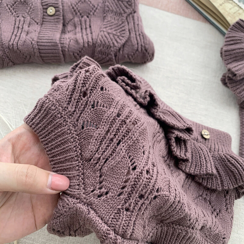 Kábelkötött baba kardigán kétirányú függőnadrág, virágzó csecsemő tipegő pulóver, vintage ruhák