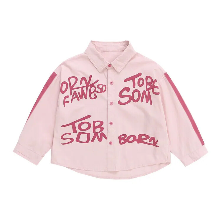 2024. gada pavasaris, jauns sieviešu bērnu krekls ar augšējo burtu apdruku Bērnu apģērbs pavasara sezonā ķīniešu stila brīvi pieguļošs bērnu apģērbs