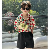 2023. gada jauns vasaras modes vīriešu bērnu krekls ar īsām piedurknēm, moderns zīdaiņu apģērbs, stilīgs bērnu ikdienas apģērbs, Ķīna