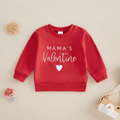 VISgogo Baby Alkalmi pulóver, hosszú ujjú, nyakú kapucnis kapucnis betűkkel szívmintás Valentin-napi ruhák lányoknak, fiúknak