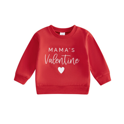 VISgogo Baby Alkalmi pulóver, hosszú ujjú, nyakú kapucnis kapucnis betűkkel szívmintás Valentin-napi ruhák lányoknak, fiúknak