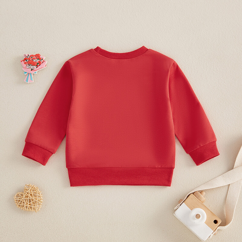 VISgogo Baby Alkalmi pulóver, hosszú ujjú, nyakú kapucnis kapucnis betűkkel szívmintás Valentin-napi ruhák lányoknak, fiúknak