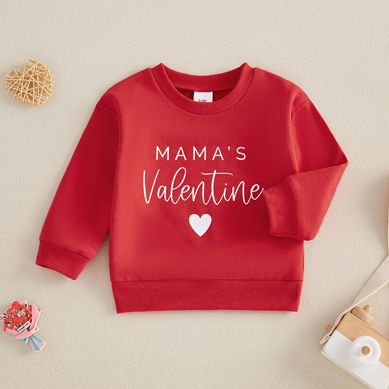 VISgogo Baby Alkalmi pulóver, hosszú ujjú, nyakú kapucnis kapucnis betűkkel szívmintás Valentin-napi ruhák lányoknak, fiúknak