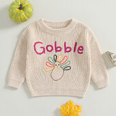 VISgogo 0-3 gadi, mazi bērni, meitenes, zēni, džemperi, Pateicības diena, tītari, burti, izšuvumi, izšūšana ar izgriezumu, džemperi ar garām piedurknēm.