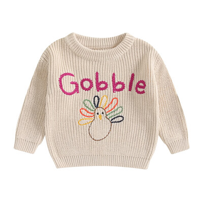 VISgogo 0-3 gadi, mazi bērni, meitenes, zēni, džemperi, Pateicības diena, tītari, burti, izšuvumi, izšūšana ar izgriezumu, džemperi ar garām piedurknēm.
